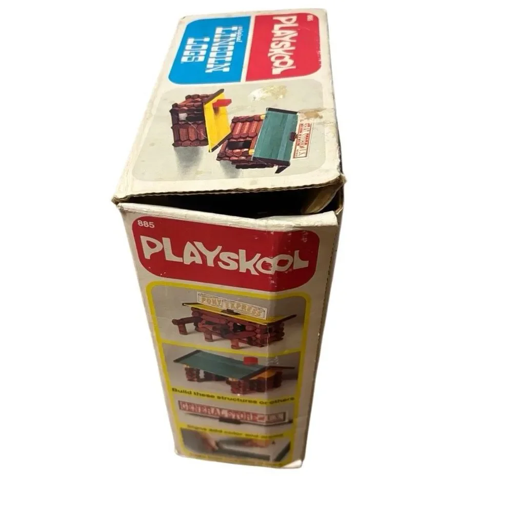 Vintage Mixed Lincoln Logs Lot with 1978 Playskool #885 General Store Box